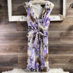 Connected Apparel Ladies Sleeveless Dress, Size 6, White,Purple,Brown and Black